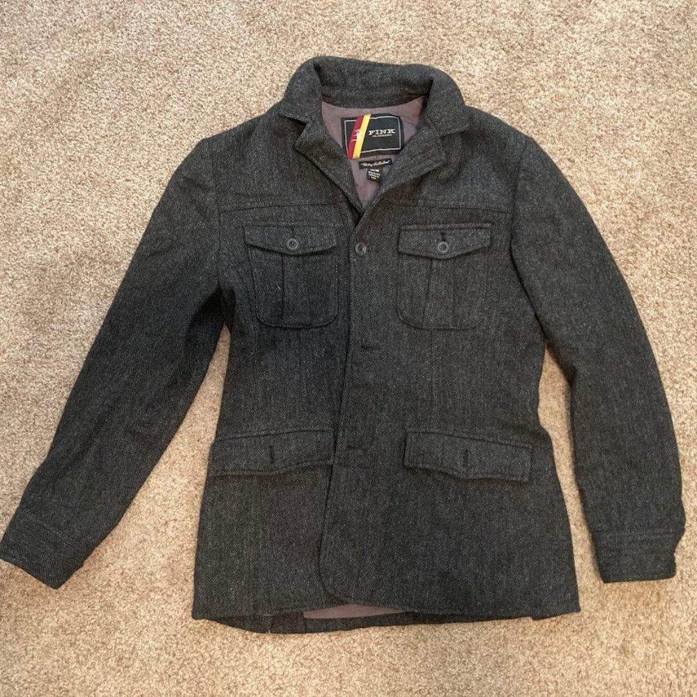 Fink Clothing “Clothing For Gentlemen” Size Medium Grey Wool Coat